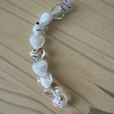 10 WHITE CLEAR MIXED LAMPWORK HEART BEADS 20mm - Assorted DIY JEWELRY MAKING