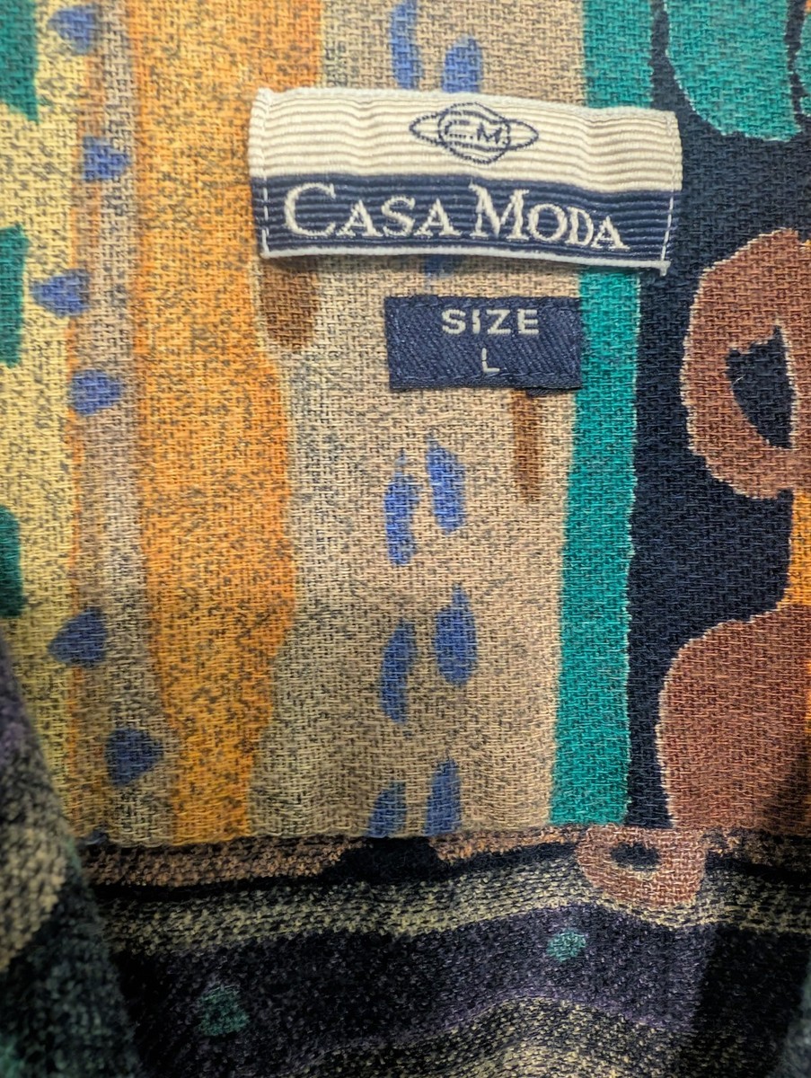 VTG Casa Moda Men's Large Luxury Colorful Design Button Front Shirt View 3