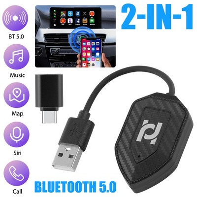 New 2 in 1 Wireless CarPlay Adapter For Android Apple Carplay Dongle Plug&Play