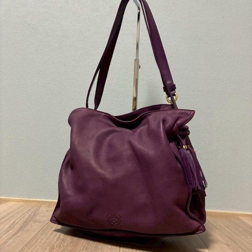 LOEWE Tassel Lambskin Leather Drawstring 2Way Shoulder Bag Crossbody Purple used