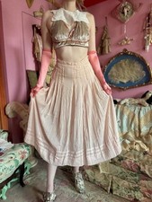 Gauzy Pleated Pale Pink Edwardian Cotton Skirt, Size XXS