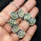 925 Silver Plated Horseshoe Moss Prehnite Necklace 18" Limited Stock Deal GW