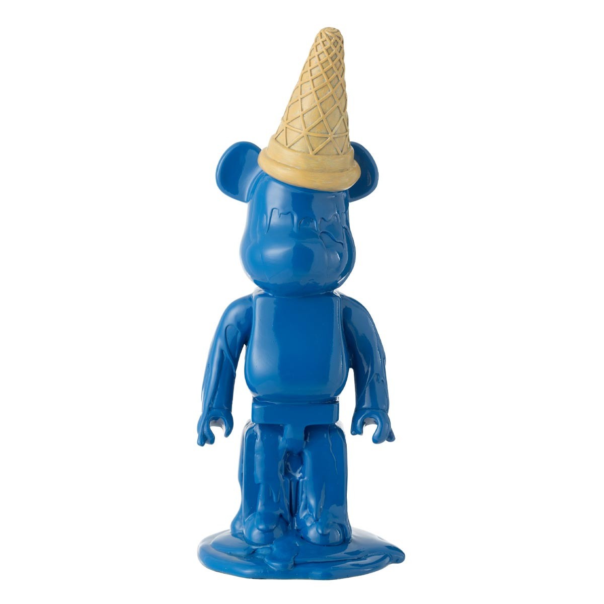 Ours au cornet de glace bleu de 39cm : la statuette deco tendance pour votre salon