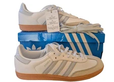 Adidas Samba OG WHT/Halblu Women's IEO877 Size 7.5 ( New with Damaged Box)