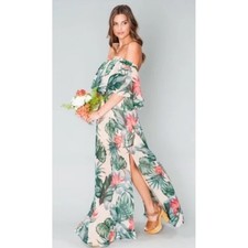 Show Me Your Mumu Hacienda Maxi Dress Off Shoulder Tropical Floral boho Large gr