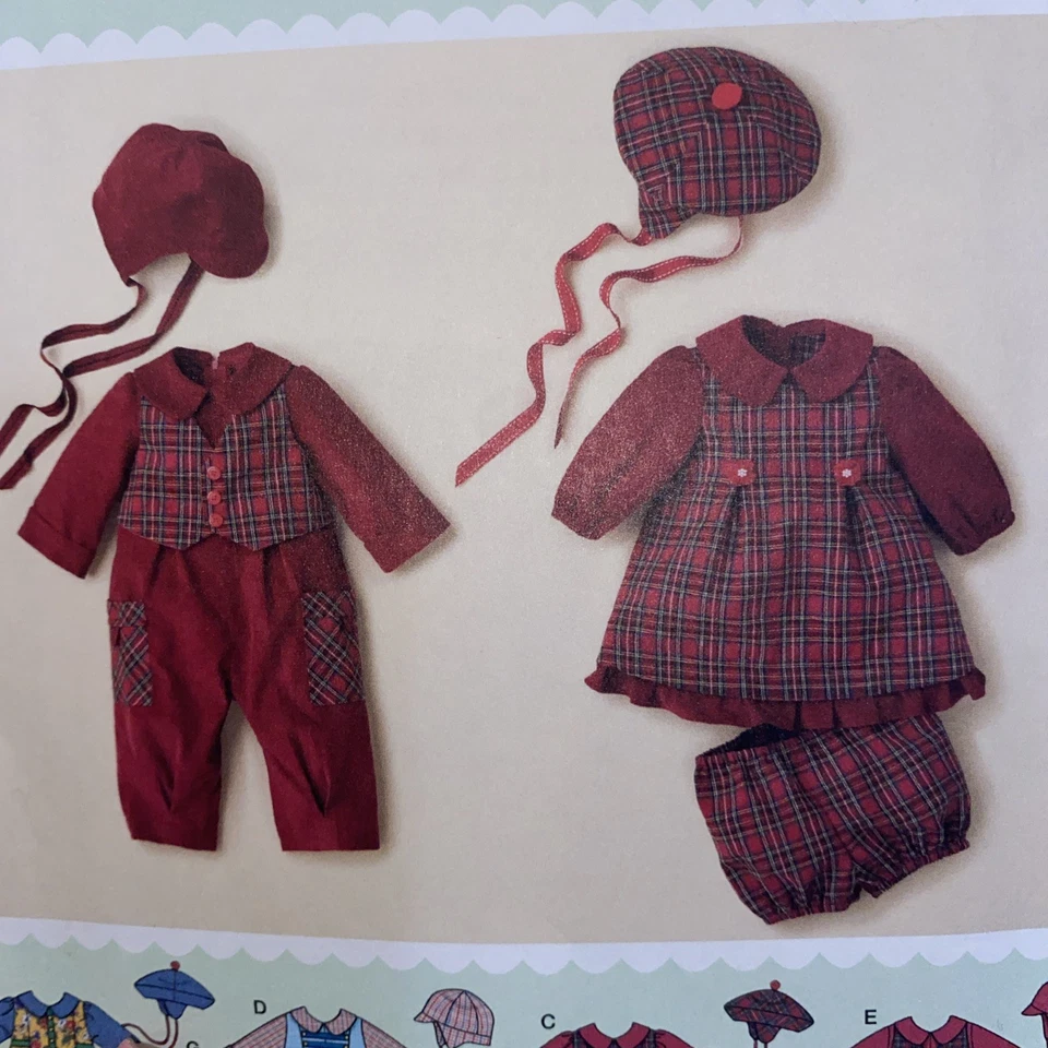 Romper Dress Panties Hat XXS-L Infants Simplicity 2347 Sewing Pattern Holiday - Image 2 of 4