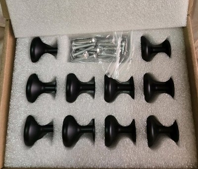 10x Matte Black Round Cabinet Knobs   Solid Zinc, Single Hole