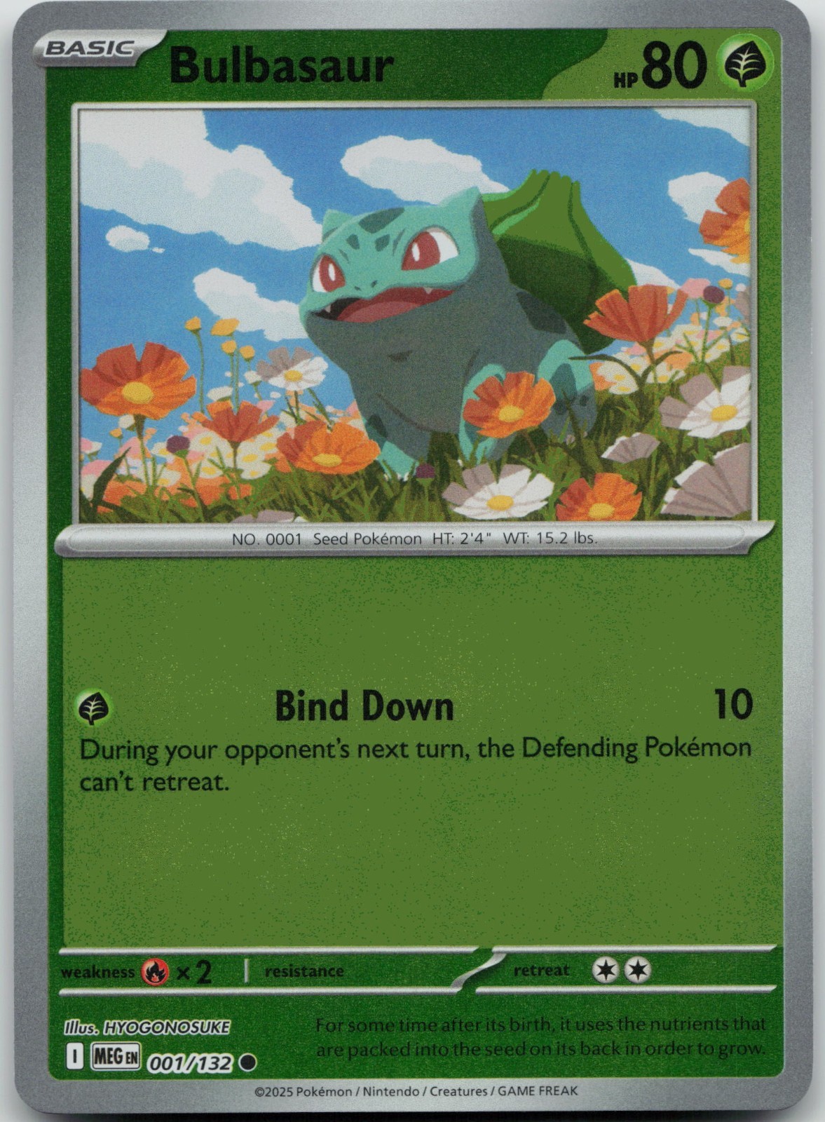 Bulbasaur 001/132 Reverse Holofoil (HR) ME01: Mega Evolution - NM