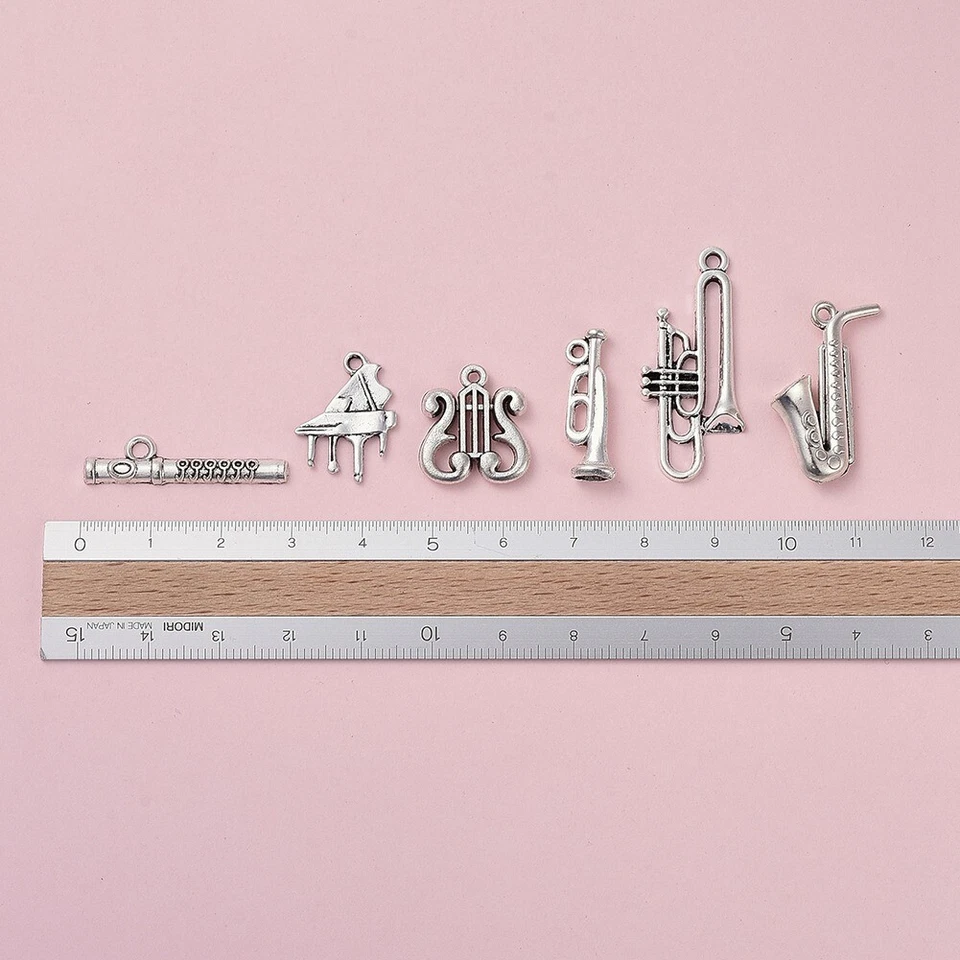 24шт музыкальные инструменты тема подвеска антикварные серебряные подвески ювелирные изделия 17 ~ 35 мм - Изображение 4 из 4