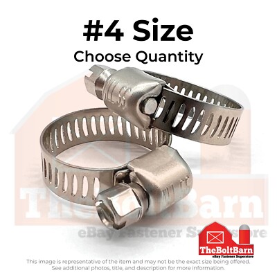 #4 Micro Worm Gear Hose Clamps w/ 1/4'' Slotted Screw Stainless (Choose Qty)