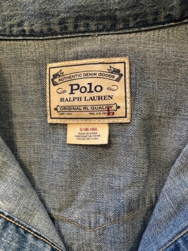 Ralph Lauren Polo Sportsman Denim Patchwork Aztec Western Snap Jean Shirt L - Picture 6 of 13