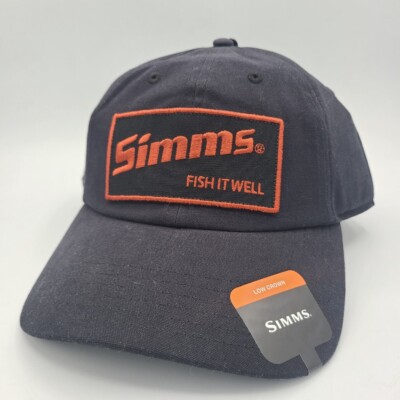 Simms Fishing Company Hat Snapback Black & Orange Trucker Fish It Well Logo