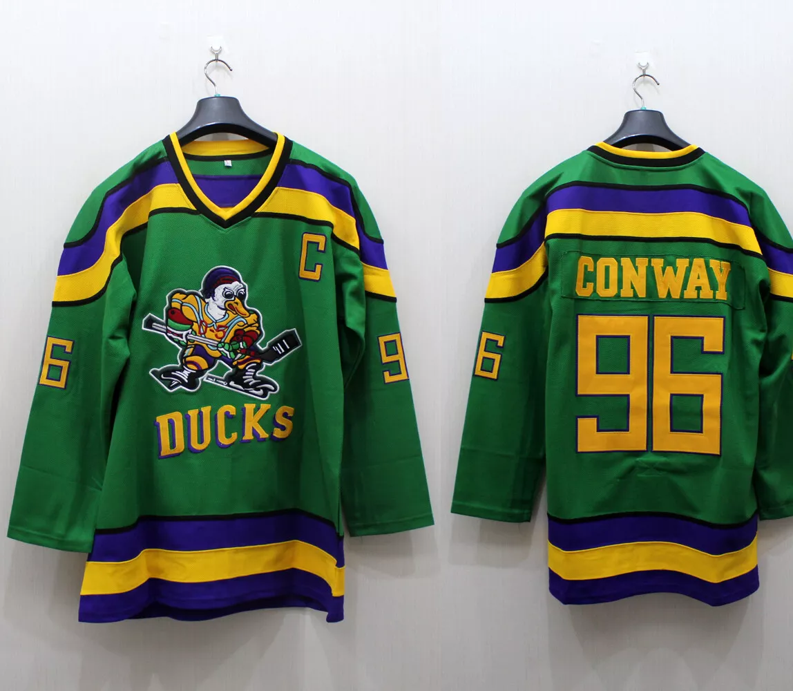 Charlie Conway #96 Mighty Ducks Green Hockey Jersey XL