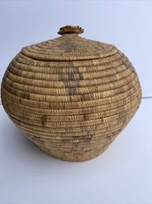 Vintage Native American Indian Basket Folk Art Sculpture Alaska Geometric Tribal