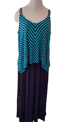 Spenser Jeremy Dress Womens 14W Sleeveless Maxi Long Chevron Striped Design Nice