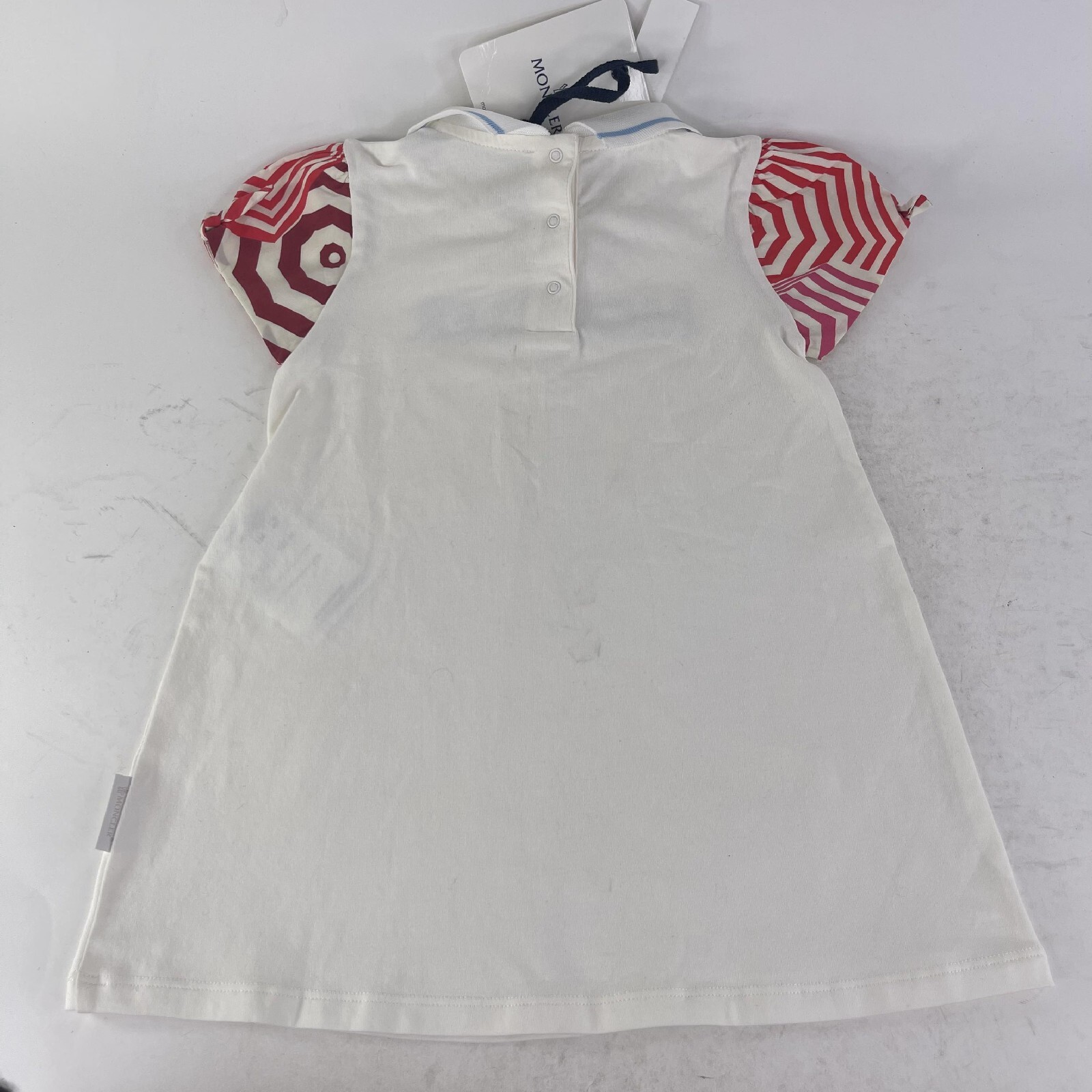 MONCLER infant  JR Logo lettering baby dress Size 2 Baby 2T Snap White shirt  thumbnail 2