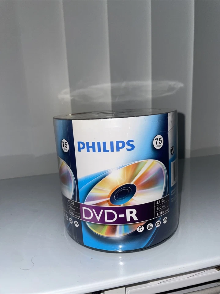 New Philips Blank DVD+R 75 Disc Spindle 4.7GB Data 120min Video 1-16X Speed - Image 4 of 4