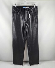 Old Navy Pants Womens 6 Black High-Waisted OG Loose Faux-Leather 28x30 NWT