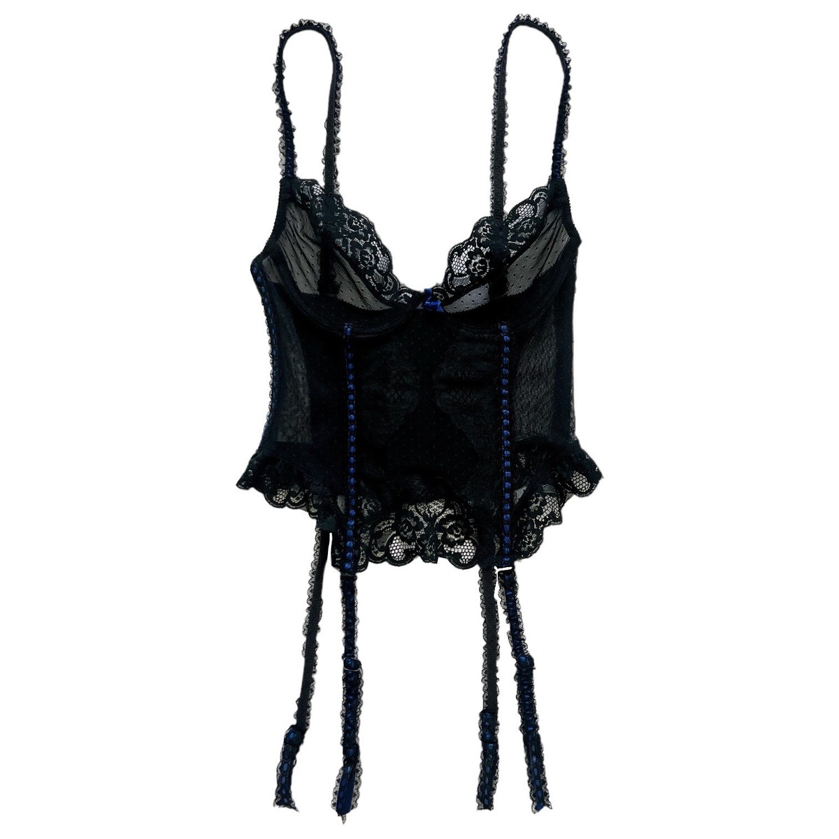 Vintage 90’s Black Lace Mesh Bustier Corset Tank Top