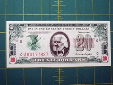 Reproduction $20 African-American Face Reserve Obligation AFRO Dollar Copy