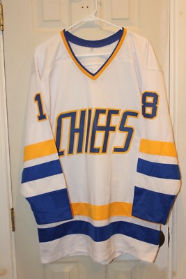 Charlestown Chiefs Jeff Hanson (18) custom stitched hockey jersey (NWOT)  XL