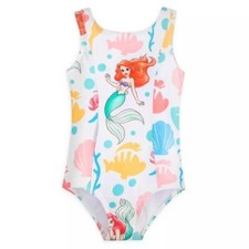 NWT DISNEY STORE Sz 5-6 Ariel Swimsuit for Girls The Little Mermaid One Piece