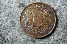1833 - PREZYDENCJA BOMBAJU 1/4 ANNA ARMS MIEDZIANA MONETA!!  #J07494