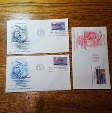 Charles Lindbergh FDC 1977 13c lot of 3 + Gen Douglas MacArthur