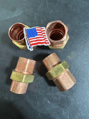 4 - 1'' NIBCO BRASS COPPER UNIONS SWEAT SOLDER  MADE IN USA  