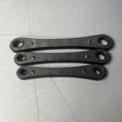 SEARS CRAFTSMAN 4369 SERIES 3 Piece Std Ratcheting Box End Wrench Set USA (t1)