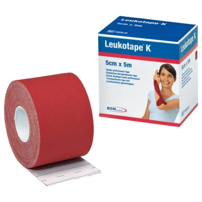 BSN Leukotape K, Klebeverband, Sport Tape, Tape Verband, 5 m x 5 cm, rot - Bild 1 von 4