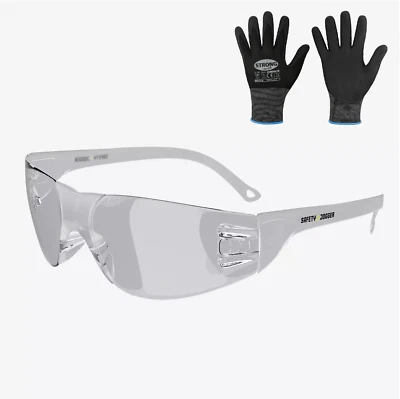 STURZSTOP Schutzbrille klar, Labor, Besucher, Werkstatt Brille EN166 + Arbeitshandschuhe