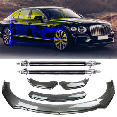 For Bentley Flying Spur Carbon Fiber Style Front Bumper Lip Spoiler +Strut Body
