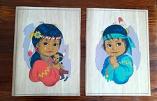 Tri-Chem Liquid Embroidery Finished Set Native American Children Unframed
