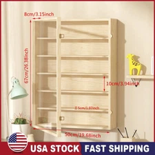 6 Tier Wooden Wall Mounted Display Cabinet Model Toy Collection Locker US