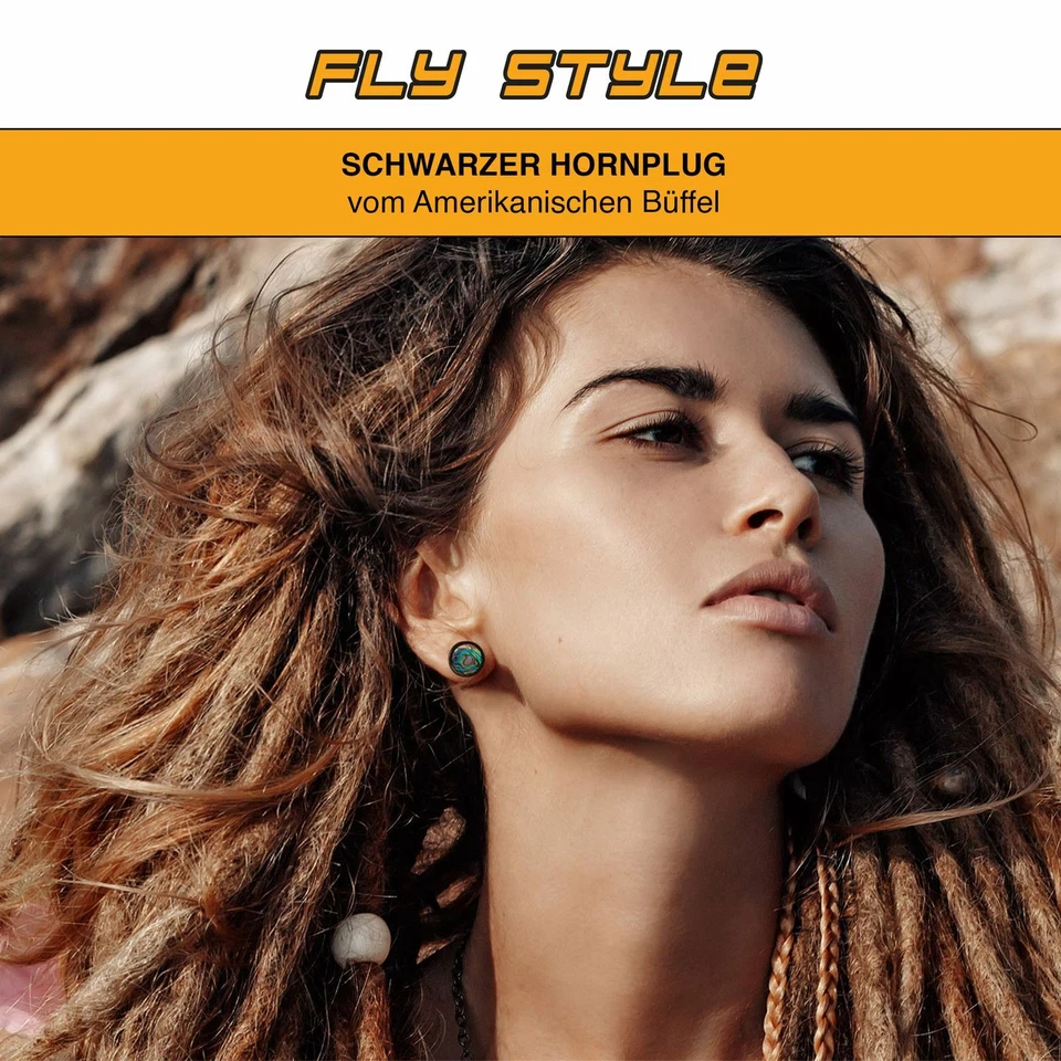 Horn Plug Flesh Tunnel Paua Abalone Muschel Perlmutt Piercing Double Flared - Bild 2 von 4