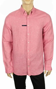 NEW MENS TOMMY HILFIGER SLIM FIT LONG SLEEVE PINK COTTON LINEN SHIRT 2XL $89 | eBay