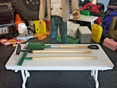 RC 1/10 Scale Shovel Rake Hoe Lawn & Gardening Tool Set Rock Crawler Truck Mini - Picture 4 of 5