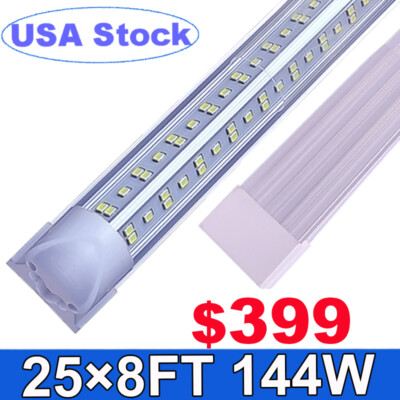 25Pack T8 8FT LED Tube Lights 144W 8Foot LED Shop Garage Warehouse Light Fixture