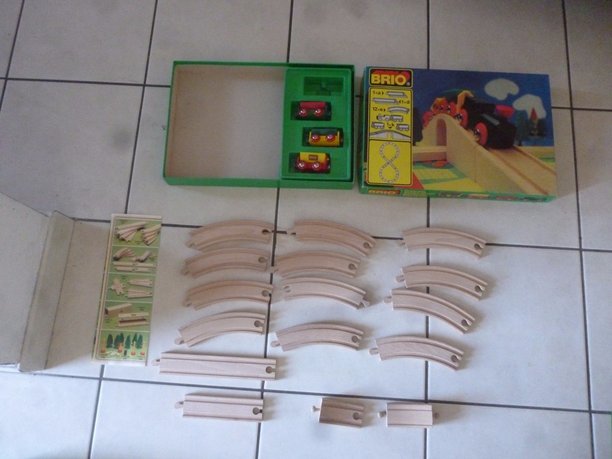 Vintage BRIO Wooden Train set 3125 31404/25 binari railway trenino