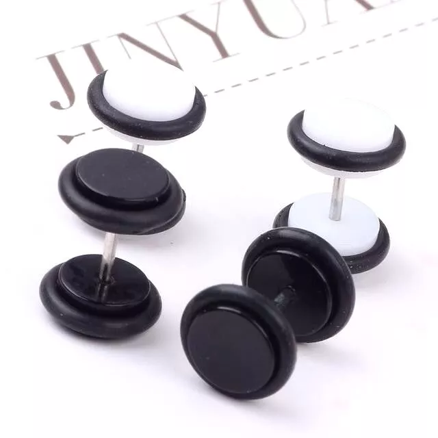 Acier Noir Cercle Coeur Boucles d'oreilles Femme - Bouchon Jauge d'oreille  Faux Cheater Fake Gauges Plugs Acier 1 Paire 579