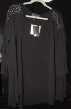 BRAND NEW ANTTHONY ORIGINAL BLACK STUDDED SHIRT TOP BLOUSE 2X XXL