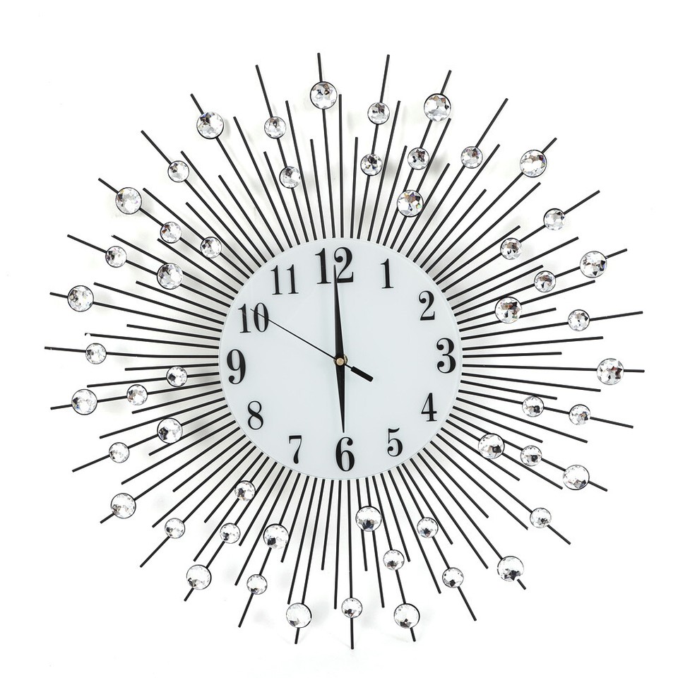 60cm Luxury Large Wall Clock 3D Peacock Metal Wall Watch Living Room