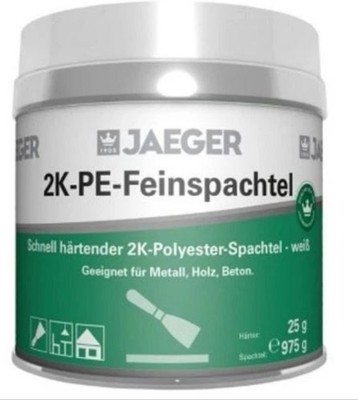 Jaeger 419 2K-Feinspachtel, 2-Komponenten Polyesterspachtel, weiss 1000 Gramm