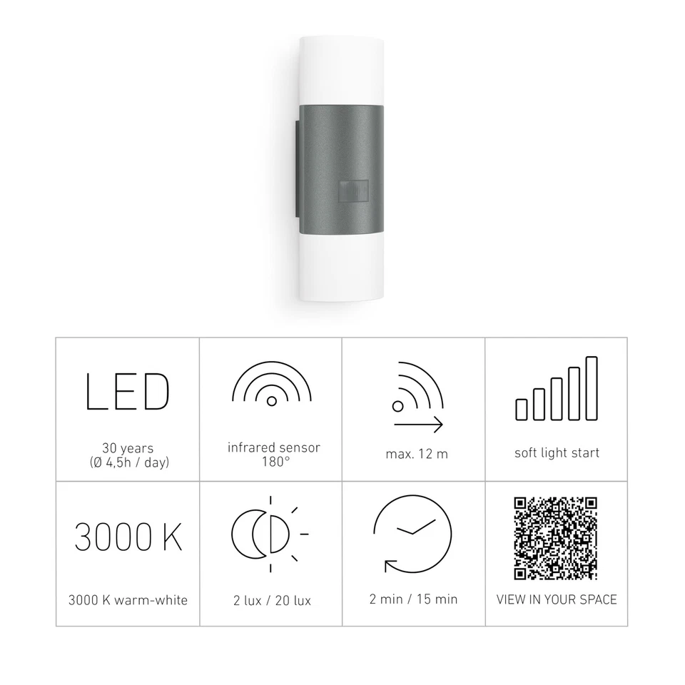 Steinel LED Außenleuchte L 910 S anthrazit, Wandleuchte mit 180° Infrarot - Bild 3 von 4