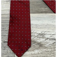 Vintage Brooks Brothers 346 Red Mens Woven USA Made Silk Necktie Oval Dots