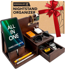 Nightstand Organizer- Bedside Docking Station for Men- Unique Gifts for Husband,