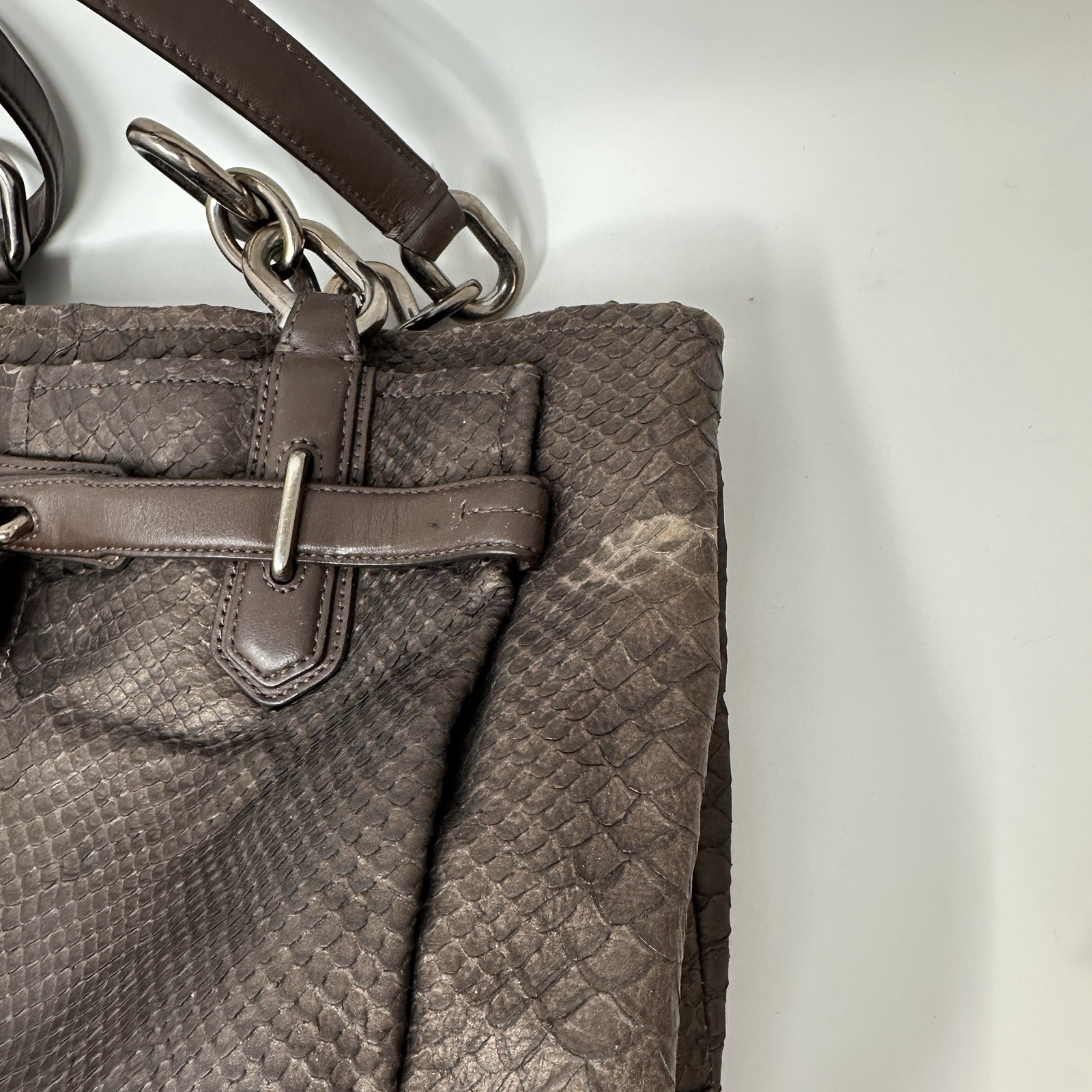 Coach 18741 Brown Bronze Python Embossed Leather … - image 11