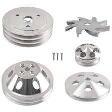 Short Water Pump Grooves Aluminum Pulley Kit Sbc 350 Swp For Small Block Chevy