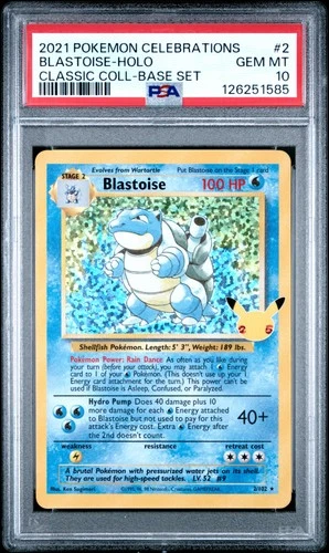 2021 POKEMON CELEBRATIONS CLASSIC COLLECTION #2 BLASTOISE-HOLO PSA 10
